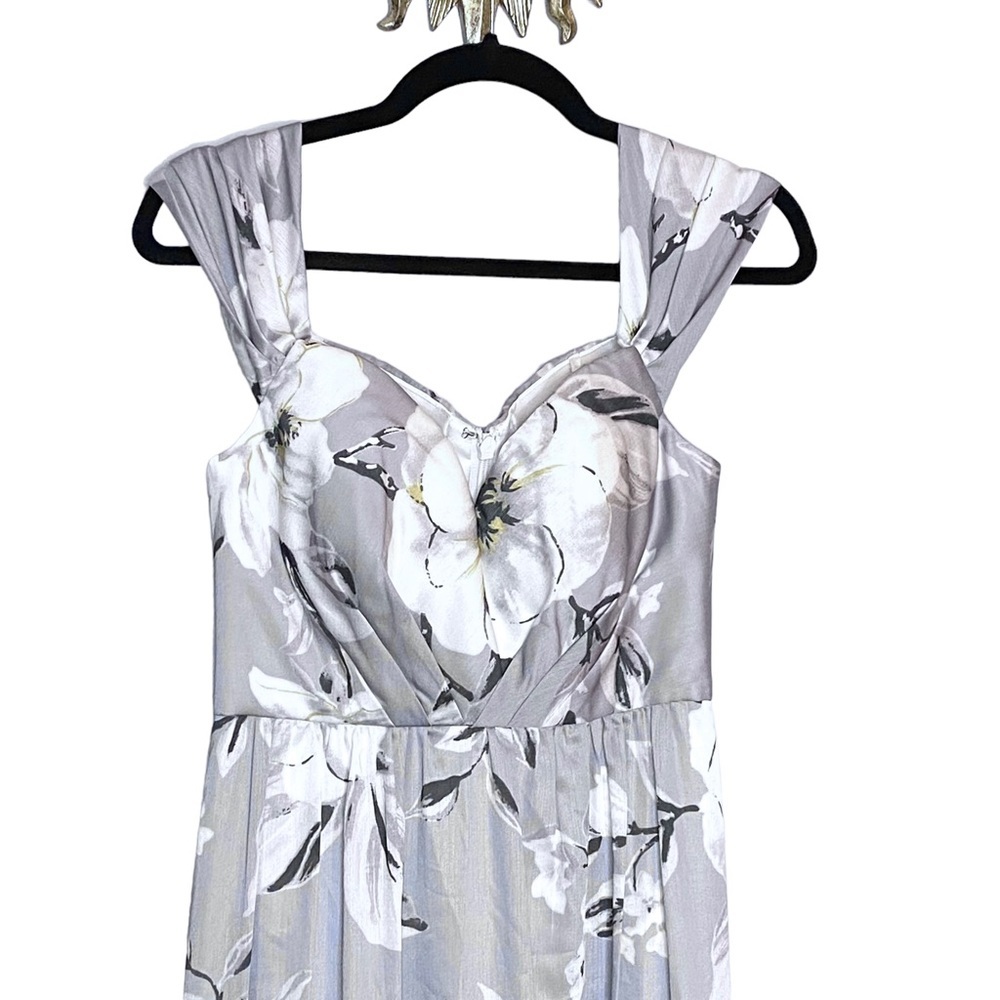Bariano Maxi Dress Shelly Floral Off Shoulder Silver Gray S - Picture 15 of 16